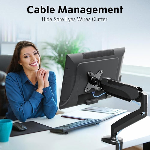 Single Monitor Desk Mount, Adjustable Gas Spring Monitor Arm Support