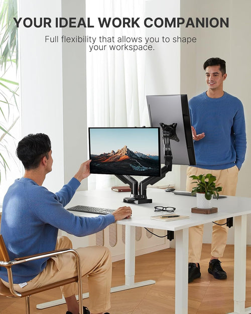Dual Monitor Stand - Full Adjustable Monitor Desk Mount Swivel Vesa