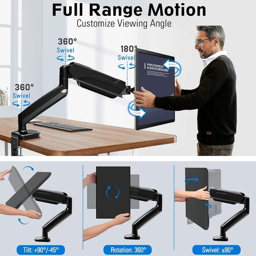 Single Monitor Desk Mount, Adjustable Gas Spring Monitor Arm Support