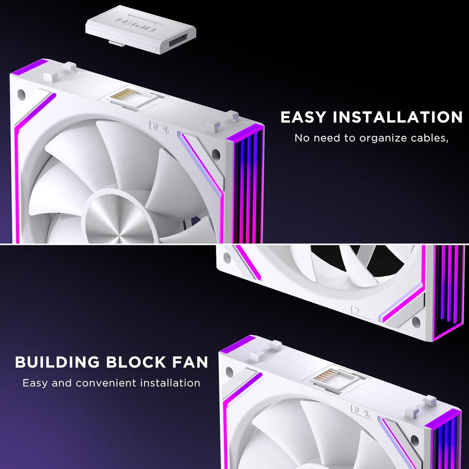 Jungle Leopard Interstellar-V2RS Daisy Chain RGB PC Fan 120mm 1850rpm / 68CFM / 2.4mm H2O, 5V3PIN ARGB and 12V 4-Pin PWM (Black, 3 Pack)